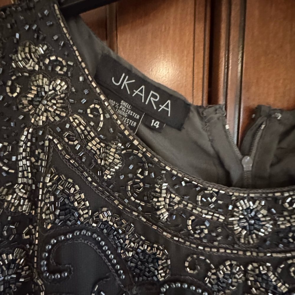 J Kara Black Beaded Embellished Party Dress